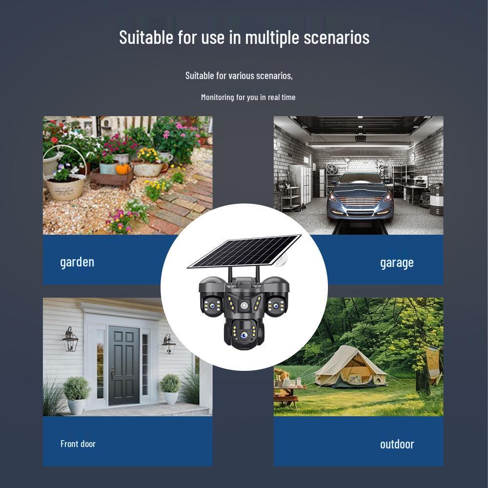 Triple Lens 360° Panoramic HD Solar Camera with WiFi/4G Connectivity
