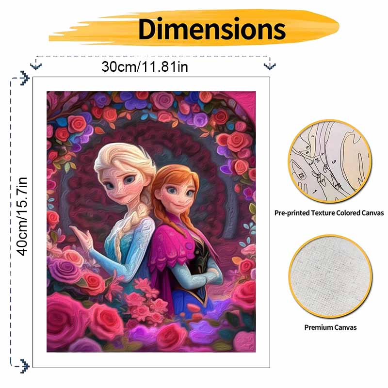 Disney Frozen Elsa Anna floral oil painting digital painting art kit handmade diy painting home decoration gift
