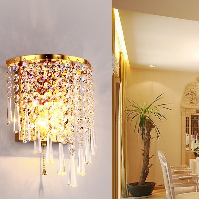 Wall Crystal Elegant Sconce With Led Light For Home Bedroom And Space Living