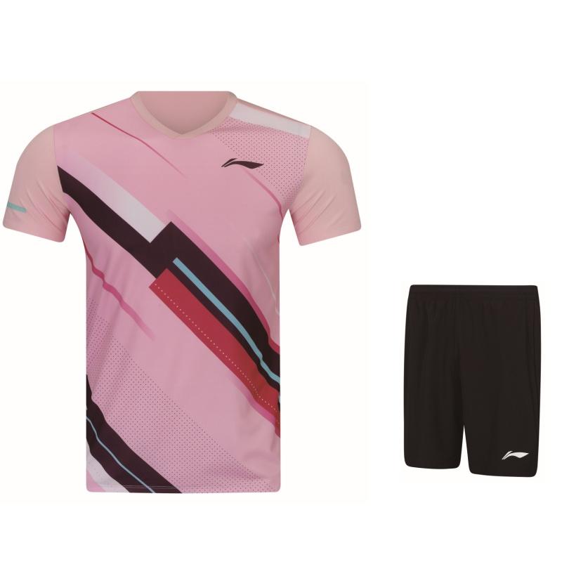 Коллекция Li Ning для бадминтона Комплект из джерси для бадминтона Унисекс Ying Pink AATW021-3