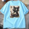 Смешной Кот RaУнисекс Графическая Футболка Японский Kawaii Аниме Кот Футболка Хлопок Короткий Рукав Оверсайз Свободный Короткий Рукав Футболка Уличная Одежда