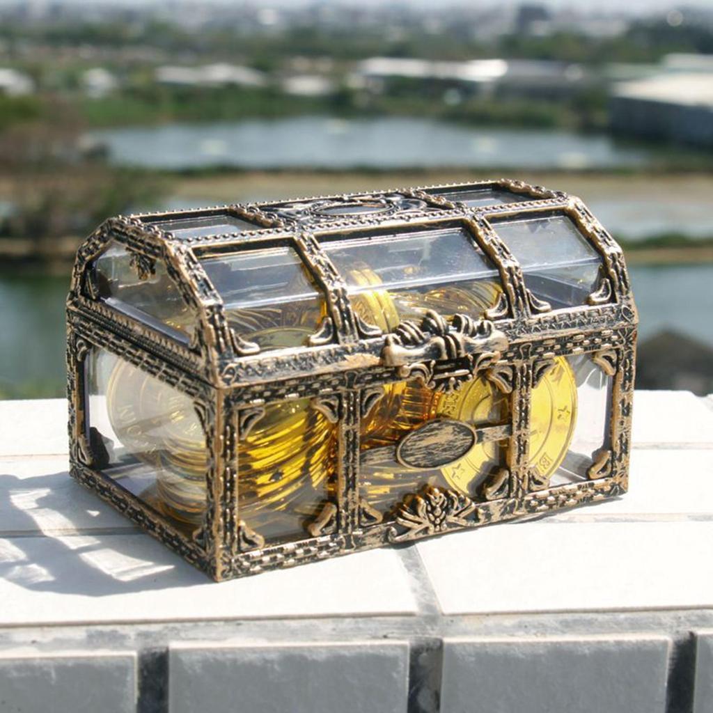 Plastic Transparent Pirate Treasure Box Crystal Gem Jewelry Box Storage Organizer Chest Treasure for Jewelry Gem Trinket Box