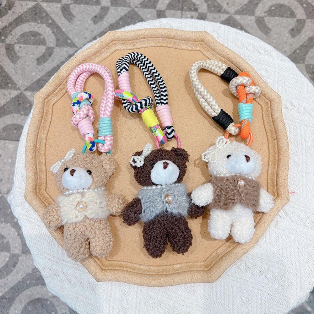 Cartoon Plush Bear Keychain Funny Bag Hanging Charms Lovely Furry Bear Pendant Bag Key Decor
