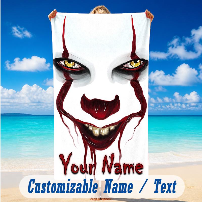 Beach Towel Custom Name Text, Quick Dry Large Towel For Beach HomeIT Pennywise