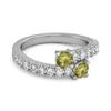 Peridot Twin Stone with Accents Bypass Ring - Sterling Silver