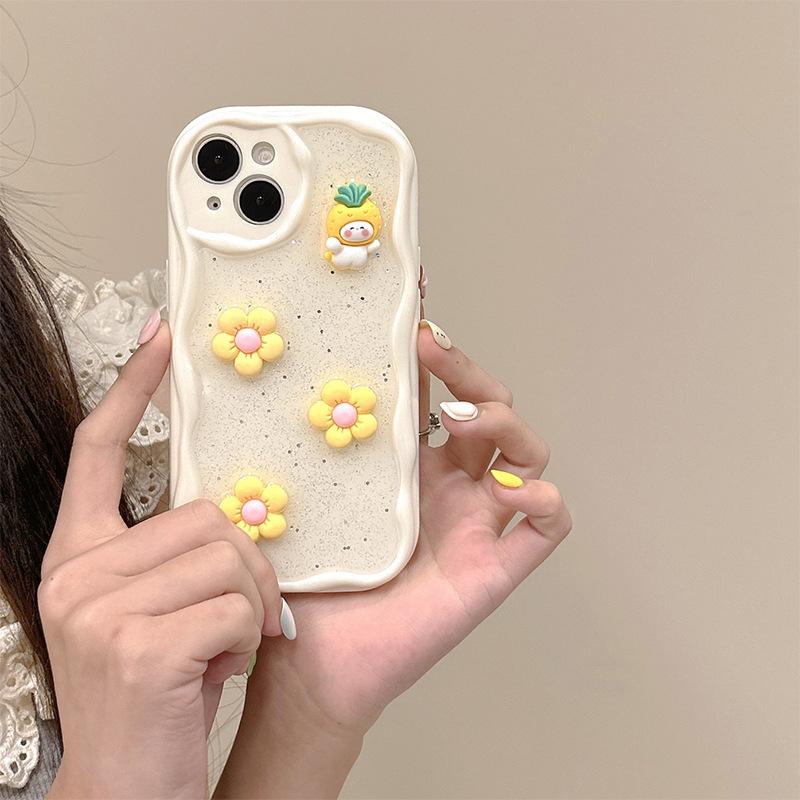 Блестящий чехол для телефона-пончика для IPhone17 Promax Цветок Красная панда Кошка для Apple 14 Полностью закрывающий Противоударный 13