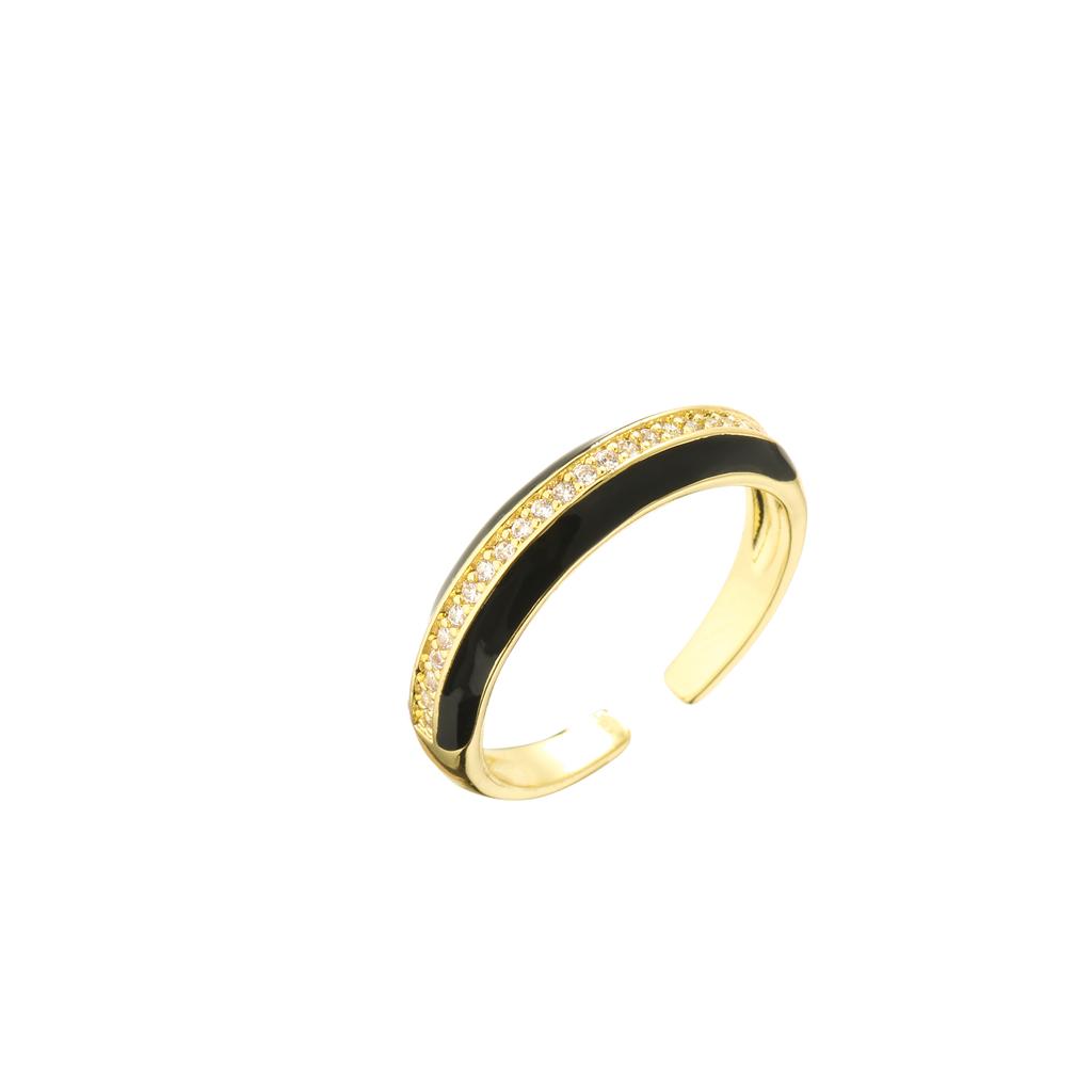 18K Gold Plated Brass Gold Color Cute Ring For Women Multi Color Rainbow Zircon Dripping Oil Female Wedding Accessories