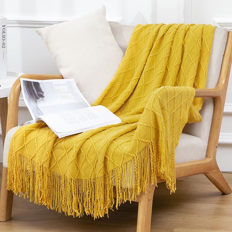 Nordic Style Knitted Throw Blanket Sofa Bed Office Nap Lightweight Acrylic Warm Cover 130x180cm 130x230cm