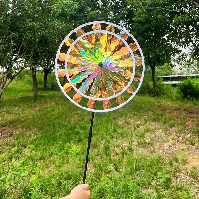 Двухслойная лазерная ослепительная игрушка-ветряная мельница для уличного декора
