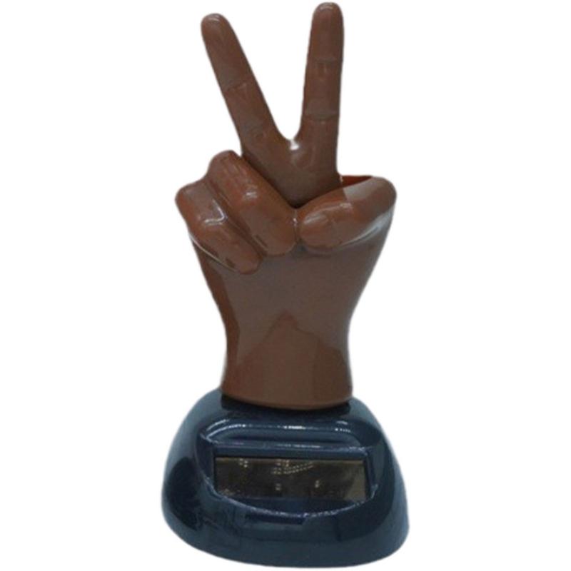 Орнамент на машину "Средний палец" 2 пальца Машущий на солнечной батарее Декор на приборную панель Автомобиля Фигурка на подоконник Аксессуар для салона Автомобиля Забавный
