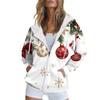 Женская рождественская печатная толстовка осень-зима с длинным рукавом кардиган куртка с карманами на молнии толстовка с капюшоном верхняя одежда