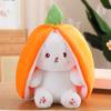 18cm Cosplay Strawberry Carrot Rabbit Plush Toy Stuffed Creative Bag Into Fruit Transform Baby Cuddly Bunny Plushie Doll For Kid