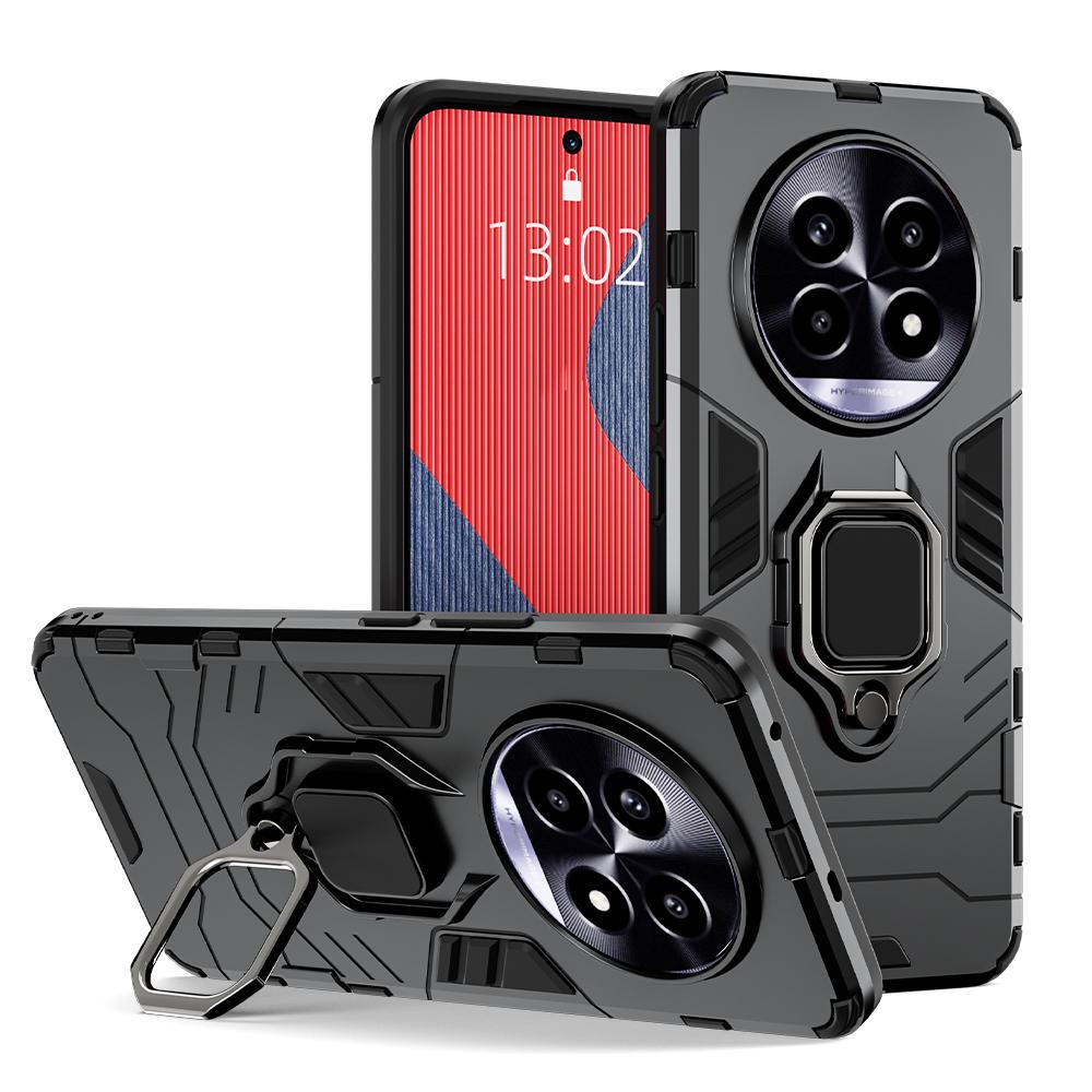 KEYSION Противоударный защитный чехол для Realme 13 Pro+ 5G Мягкий силиконовый + PC Ring Stand Holder Задняя крышка телефона для Realme 13 Pro 5G