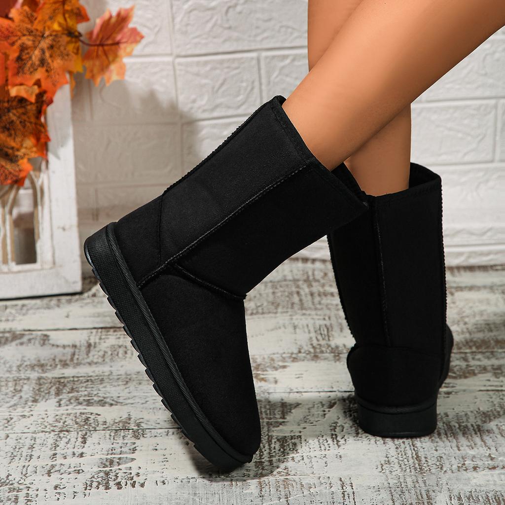 Fashion Women Ankle Boots Plush Warm Short Tube Thick Soled Snow Boots 2024 Autumn/winter New Simple Retro Platform Casual Cotton Boots