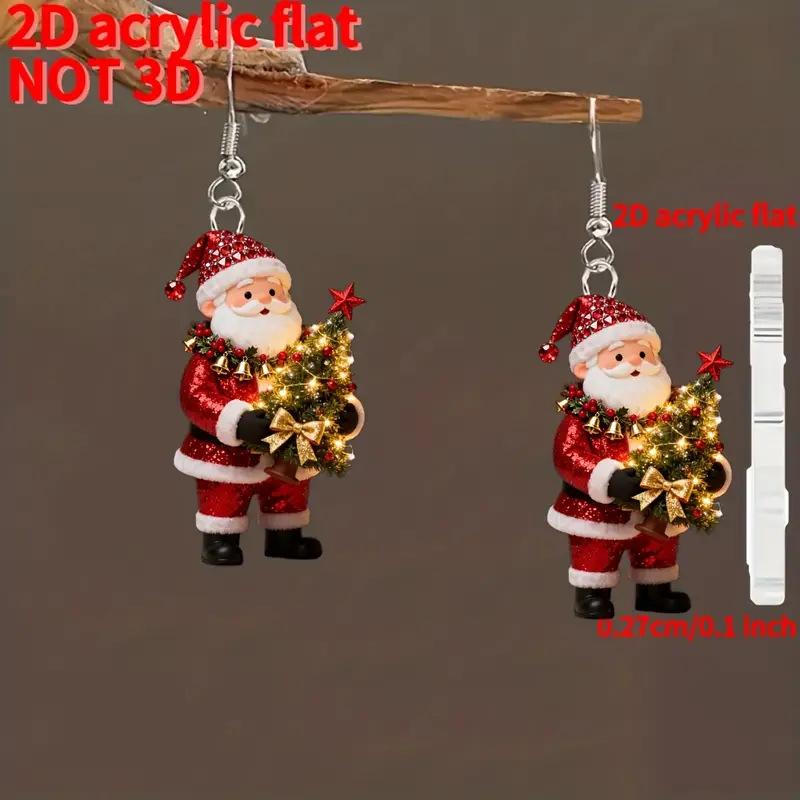 Cross-border new golden Santa earrings flat acrylic creative kind and happy Santa earrings