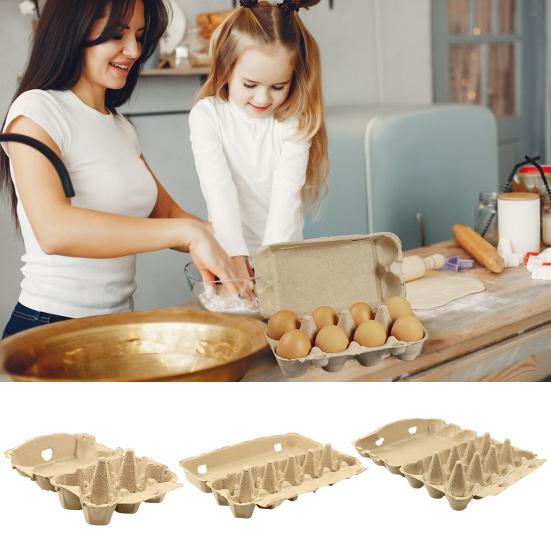 40Pcs Egg Tray Paper Pulp Shock-Proof Design Bulk 6/8/10/12/15 Count Natural Cardboard Egg Cartons Reusable Eco-Friendly Stackable Egg Storage