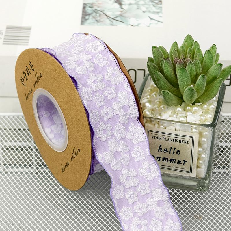 Romantic Camellia Embossed Satin Ribbon for Flower Bouquet Packaging and DIY Bows