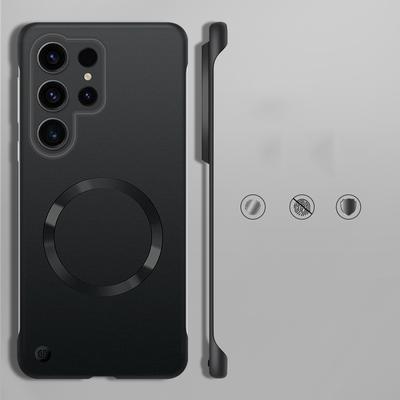 Роскошный безрамный тонкий магнитный чехол для Samsung Galaxy S25 Ultra S24 Plus S23 S22 Жесткий матовый противоударный чехол из поликарбоната для MagSafe