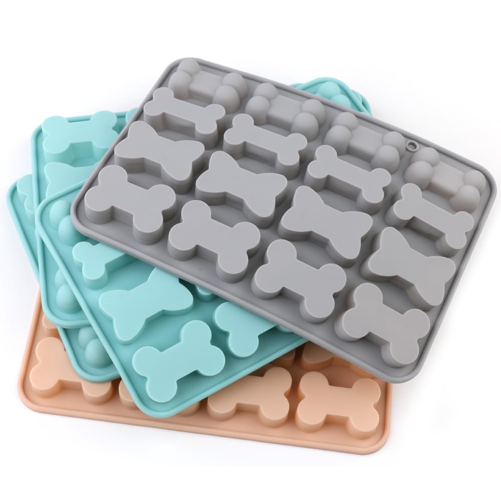 Dog Snack Silicone Mold Bone Shape Baking Mold Jelly Candy Chocolate Ice Multi-use Color 3PCS