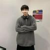 Мужской серый свитер Cleanfit Half-Zip с капюшоном - повседневный, стильный трикотажный жакет в американском стиле