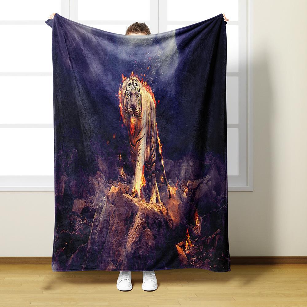 Tiger pattern Printed Blanket for Sofa Bed Travel Camping Living Room Office Conditioning Blanket for All Seasons Gifts