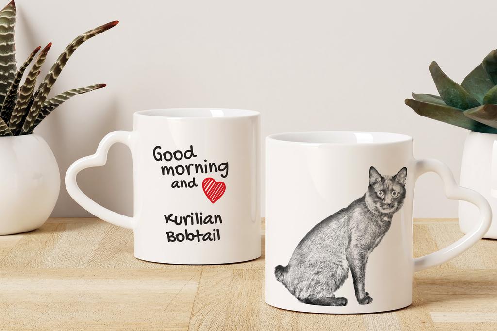 Kurilian bobtail I - cat mug, adorable heart-shaped handle mug, universal gift from Art-Dog brand