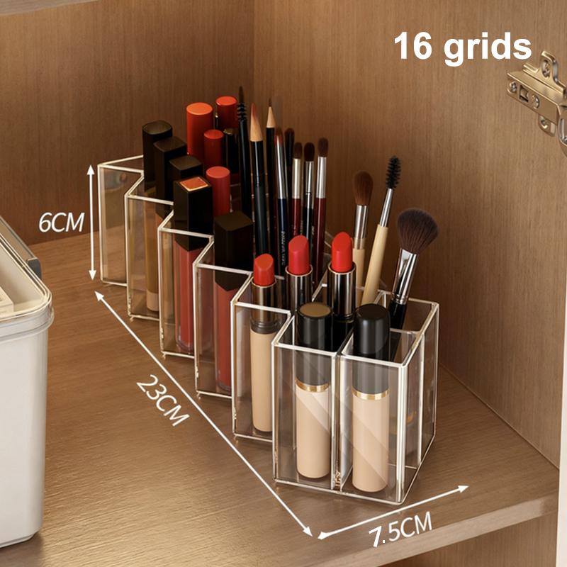 Makeup Organizer Clear Lipstick Storage Box 10/16 Grid Lipstick Nail Polish Display Stand Holder Lipstick Case Shelf Storage