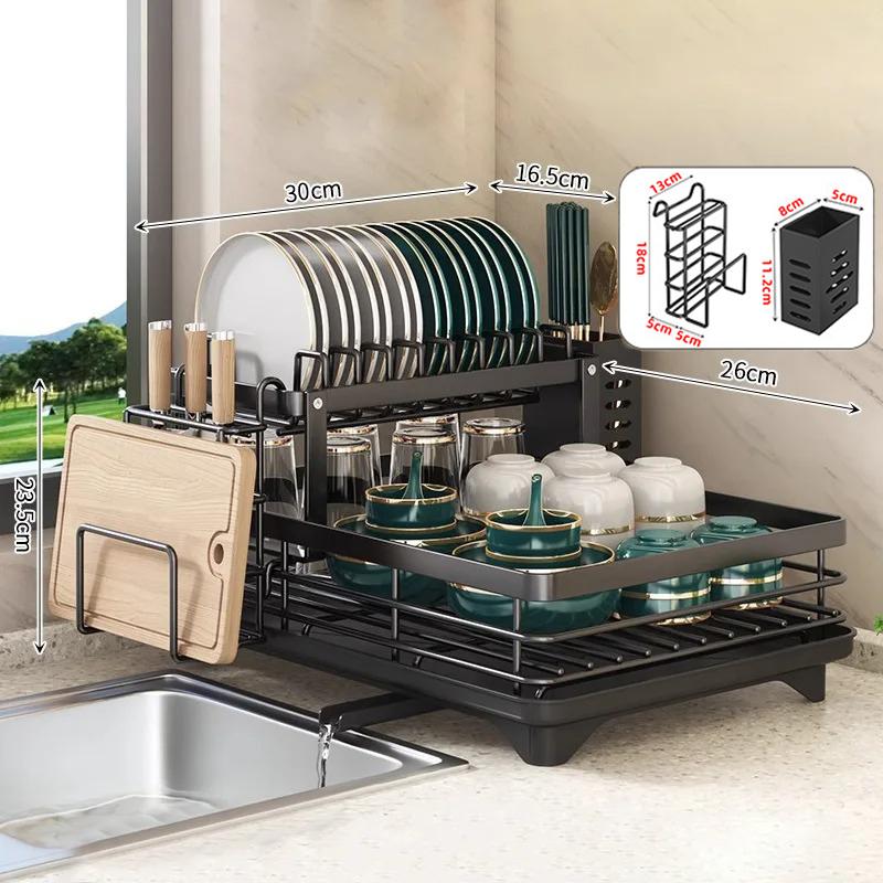 Стеллаж для хранения кухонных столовых приборов, органайзер для чаши, многофункциональная большая вместительная полка для слива посуды, держатель для посуды, держатель для кухонных принадлежностей