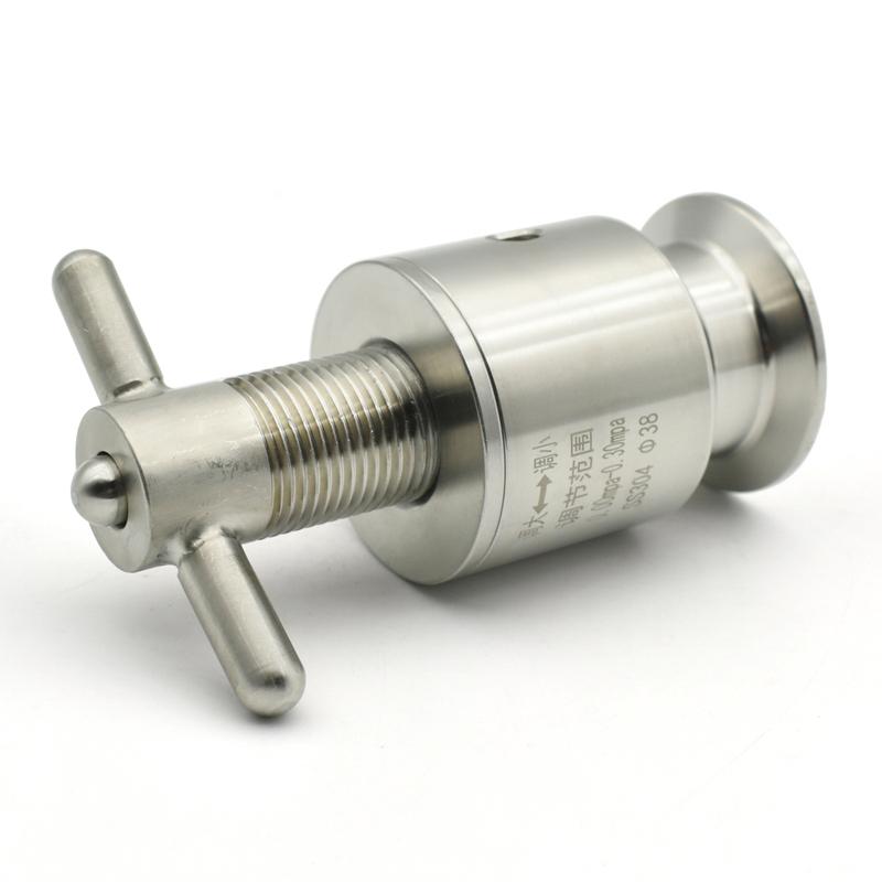 SUS 304 Sanitary Class adjustable Pressure relief valve 0.5-5 bar, 1.5 "three-clip OD 50.5mm safety exhaust valve