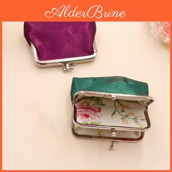 Mini Purse Vintage Coin Glitter Portable Kiss Lock Closure Change Pouch Doublelayer Coin Wallet For Cards Jewelry Cash Keys