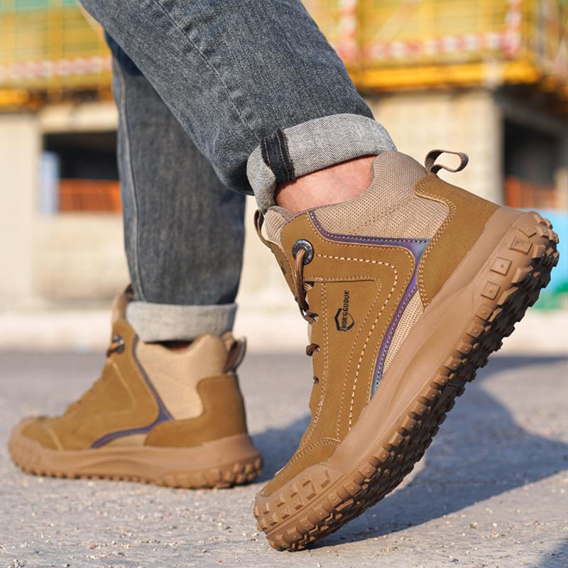 Рабочие защитные ботинки со стальным носком. Мужские защитные неразрушимые ботинки. Мужская рабочая обувь. Мужская и женская противоскользящая защитная обувь. Мужские защитные ботинки.