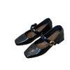 Vintage Mary Jane Small Leather Shoes Women's 2025 Women's Autumn New Versatile Single Shoes Thick Heel Square Head Velcro High Heels