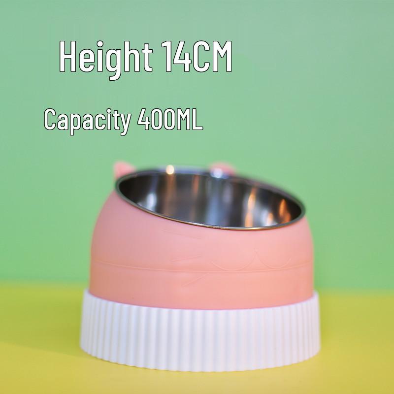 Приподнятые миски для питомцев из нержавеющей стали и керамики - Конструкция против опрокидывания для кошек и собак, Защищает шейные позвонки, Набор с двойной миской