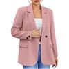 Women Fall Spring Suit Coat Formal Business Style Button Closure Cardigan Solid Color Plus Size Loose Lapel Long Sleeve Pockets OL Commute Jacket