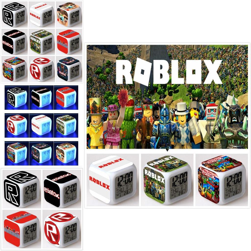 Яркий будильник с принтом Roblox, с 7-цветной светодиодной подсветкой, меняющей цвет, и сенсорным дисплеем