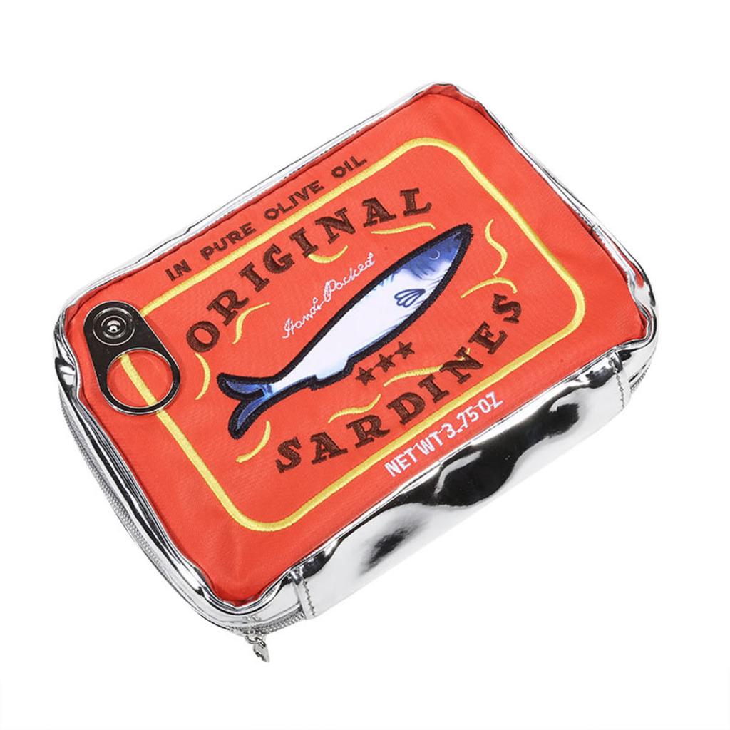 Funny Canned Sardines Makeup Bag for Lipstick Powder Hand Cream Creative Cosmetic Bag Travel Portable Zipper Bag