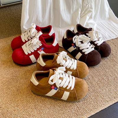 2025 осень новый ретро внутренний подъем Merad шнуровка капибара большая голова немецкие тренировочные туфли повседневные кеды женские