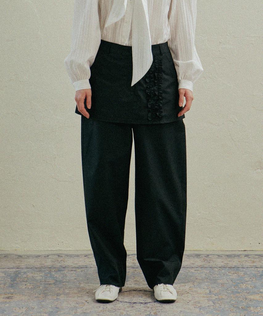 HOKUSPOKUS Hidden Ribbon Skirt Pants_Black