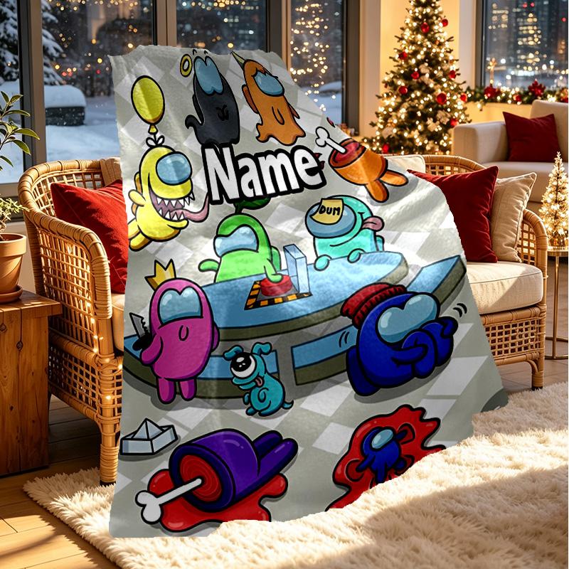 Custom Name Personalized Among Us Print Blanket, Home Decor, Bedroom, Sofa, Camping, Couch, Gifts for Birthday ChristmasEnthusiasts