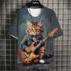 Samurai Cat Graphic T Shirts for Men Women Printing Tees Summer Fashion O-neck Short Sleeve Tops Oversize T-shirt Size XS-6XL