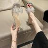 Women Crystal Chunky Sandals New Summer Sexy Fashion Bows Shining Open Toe Sandals Women Design Outdoor High-heeled Slippers