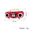Blucome Enamel Red Radio Repeater Shape Brooch Pins Gold Color Vintage Home Appliances Brooches Hat Accessories Kids Gifts