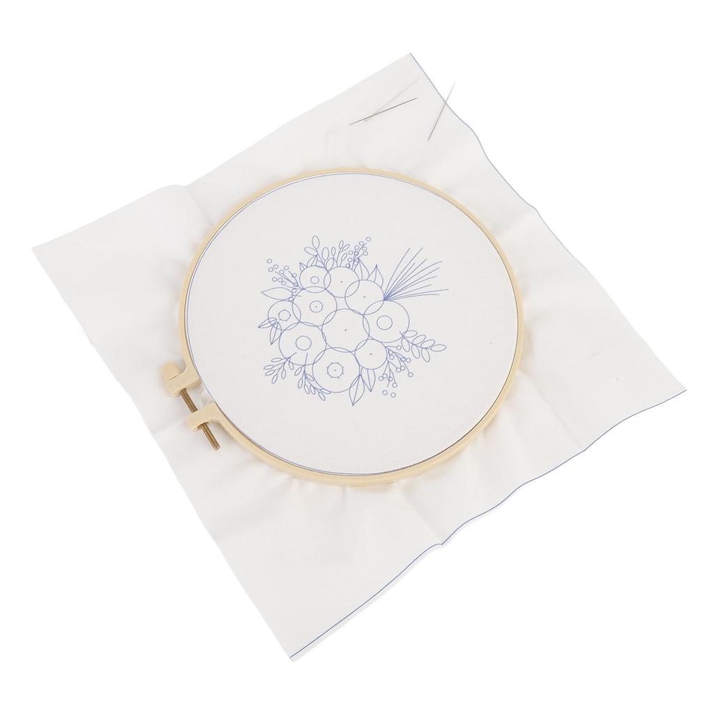 Стартовый набор для вышивки цветов, регулируемые пяльцы с напечатанным узором и инструменты для заправки ниток f