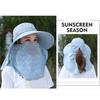 Women Sunscreen Hat Solid Color Large Brim Sun Hat for Face Protection