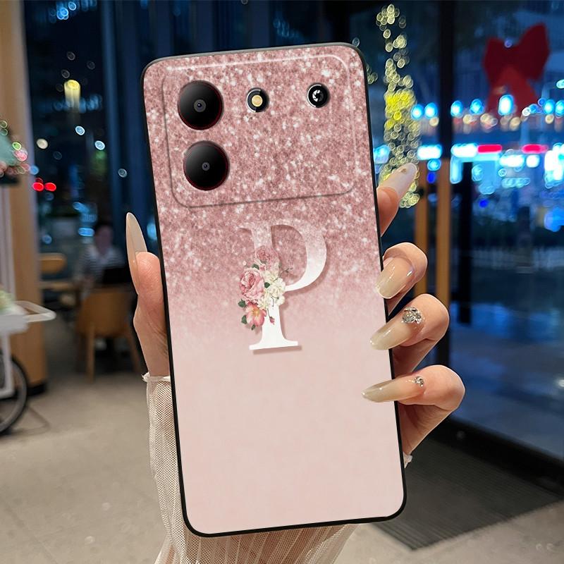 Чехол для ZTE Blade A54 4G Мягкий Силикон Черный Корпус ZTE Blade A54 4G Красивый Узор с Буквами и Звездным Небом Защита от Царапин
