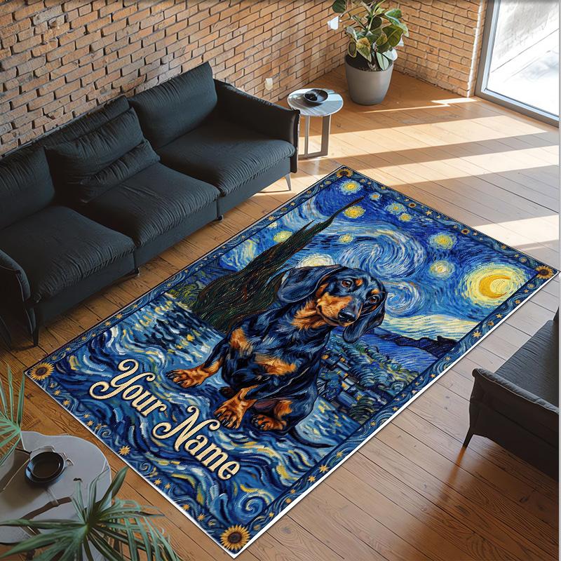 Cosmic Theme Crystal Velvet Floor Rug Personalized Custom Name Text Warm Carpet Home Decoration