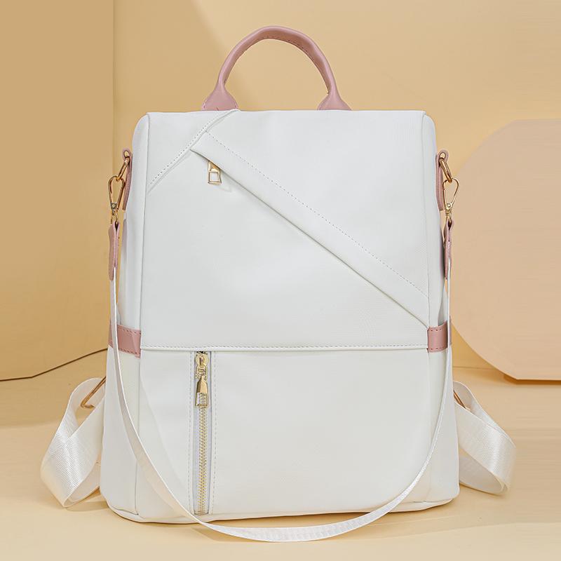 Женский рюкзак с цветными блоками, большая вместительная дорожная сумка, мягкая кожаная сумка через плечо, женская сумка двойного назначения