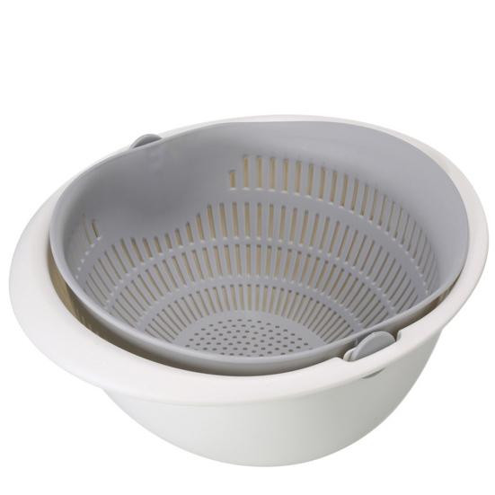 Home Kitchen Draining Basket Fruit Vegetable Wash Layer Rotating Double Strainer