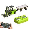 Mini Rc Truck Forklift 1/64 Alloy Diecast With Trailer Remote Control Desktop Cars For Boys Liftable Electric Excavator Engineer