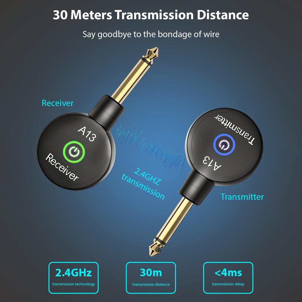 2.4G беспроводная гитарная система перезаряжаемый портативный гитарный передатчик приемник набор двойной режим